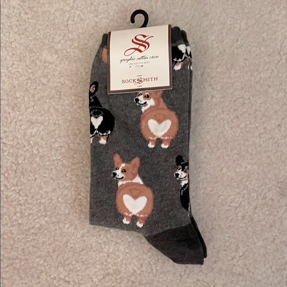 Sock smith corgi butt charcoal heather socks